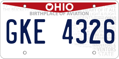OH license plate GKE4326