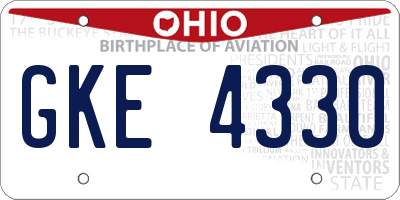 OH license plate GKE4330