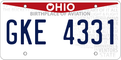 OH license plate GKE4331