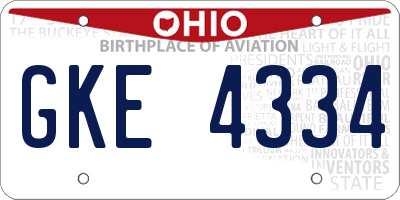 OH license plate GKE4334