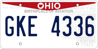 OH license plate GKE4336