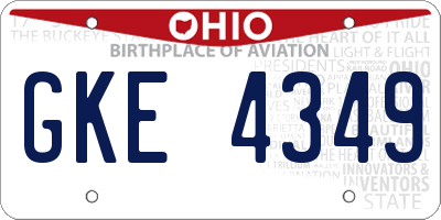 OH license plate GKE4349