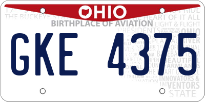 OH license plate GKE4375