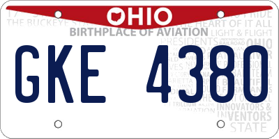 OH license plate GKE4380