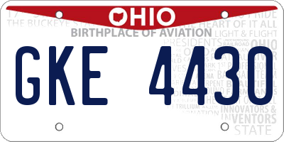 OH license plate GKE4430