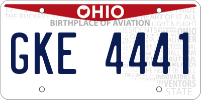 OH license plate GKE4441