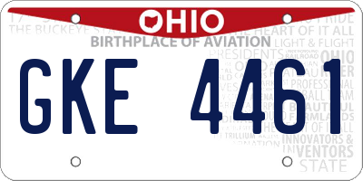 OH license plate GKE4461