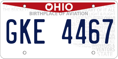 OH license plate GKE4467
