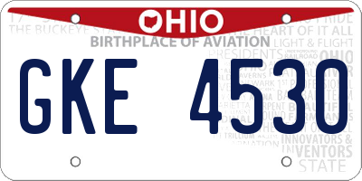 OH license plate GKE4530
