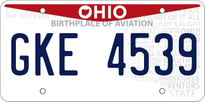 OH license plate GKE4539