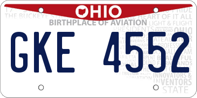 OH license plate GKE4552