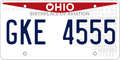 OH license plate GKE4555