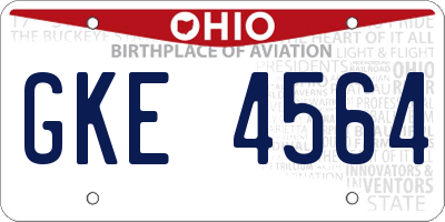 OH license plate GKE4564