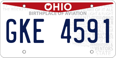 OH license plate GKE4591