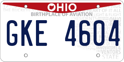 OH license plate GKE4604