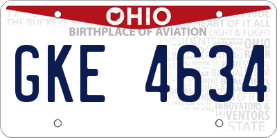 OH license plate GKE4634