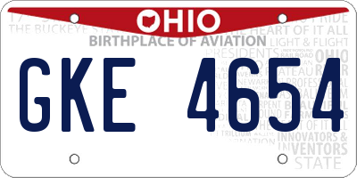 OH license plate GKE4654