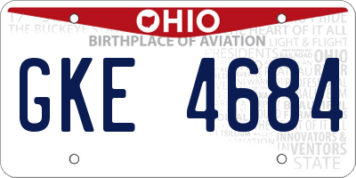 OH license plate GKE4684