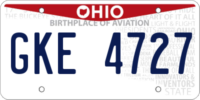 OH license plate GKE4727