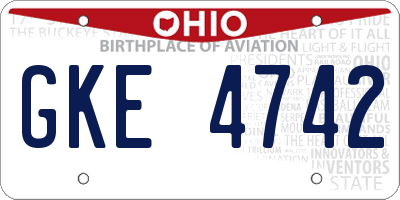 OH license plate GKE4742