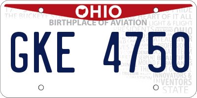 OH license plate GKE4750