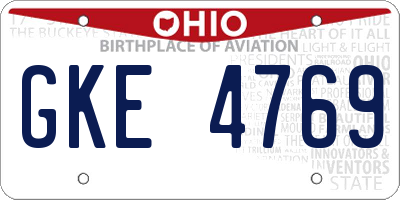 OH license plate GKE4769