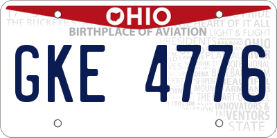 OH license plate GKE4776