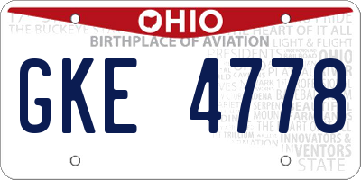 OH license plate GKE4778