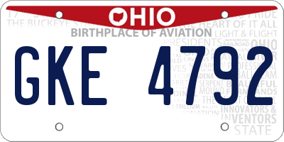 OH license plate GKE4792
