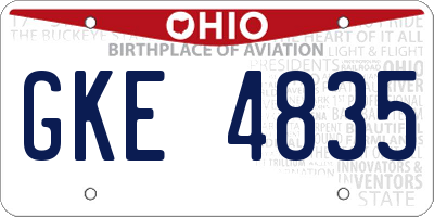 OH license plate GKE4835