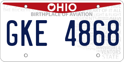 OH license plate GKE4868
