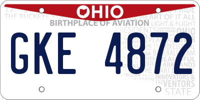 OH license plate GKE4872