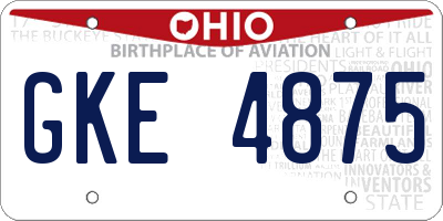 OH license plate GKE4875