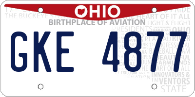 OH license plate GKE4877