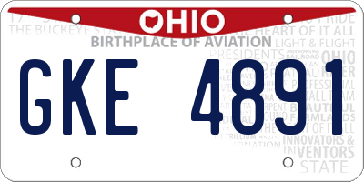 OH license plate GKE4891