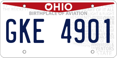 OH license plate GKE4901