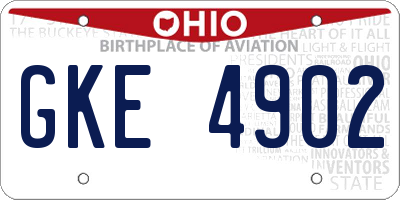 OH license plate GKE4902
