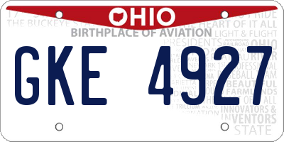 OH license plate GKE4927