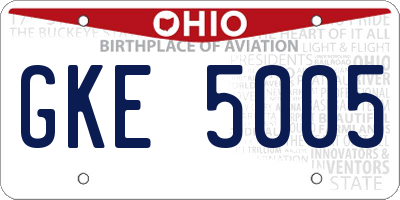OH license plate GKE5005