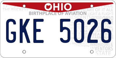 OH license plate GKE5026