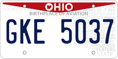 OH license plate GKE5037