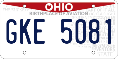 OH license plate GKE5081