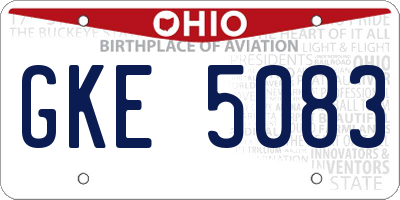 OH license plate GKE5083