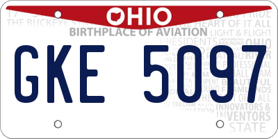 OH license plate GKE5097
