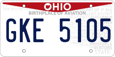 OH license plate GKE5105
