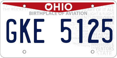 OH license plate GKE5125
