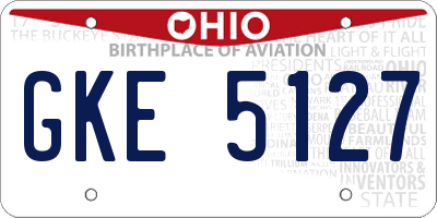 OH license plate GKE5127