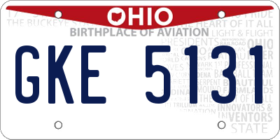 OH license plate GKE5131