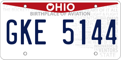 OH license plate GKE5144