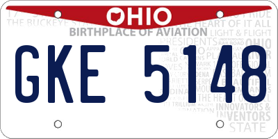 OH license plate GKE5148
